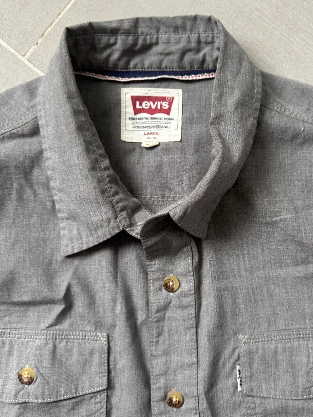 Levi's Registered 35 of 264 Gray Chambray Casual Shirt sz Large